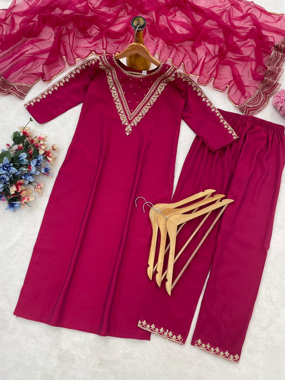 Roman Fabric Suit Set Rani Pink
